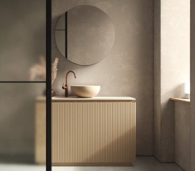 3D Freestanding cabinet with washbasin on worktop - 2 drawers aligned | 3001552