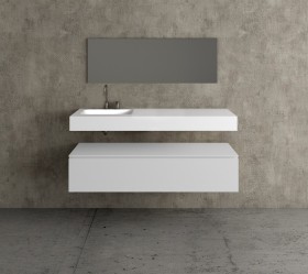 Corian® design basin with cabinet - 1 drawer