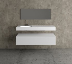 Corian® design basin with cabinet - 2 drawers aligned