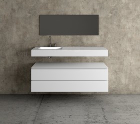 Corian® design basin with cabinet - 2 drawers