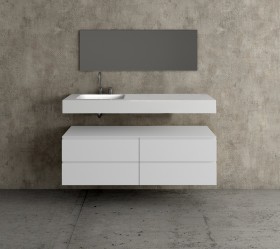 Corian® design basin with cabinet - 4 drawers