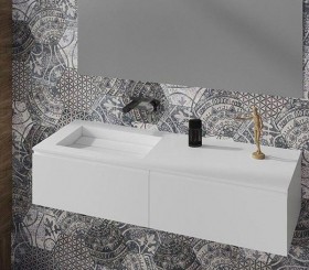 Corian® design basin with vanity unit - 2 drawers aligned