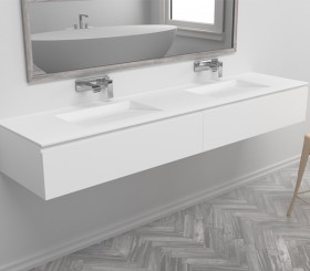 Corian® design double basin with vanity unit - 2 drawers