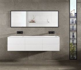 Corian® design double basin with vanity unit - 6 drawers
