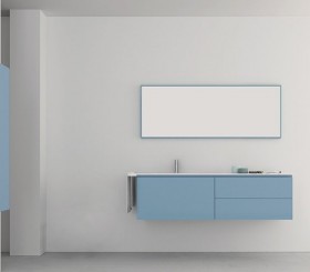 Leicester Corian® design basin with vanity unit - 3 drawers and towel rack