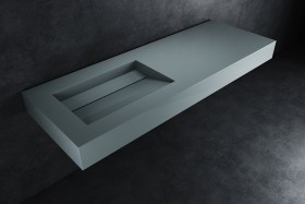 London Hi-Macs® Wall-Hung Washbasin | Concrete Grey