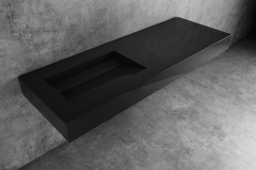 London Hi-Macs® Wall-Hung Washbasin | Intense Ultra Black