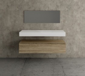 Oak wood vanity base - 1 Drawer