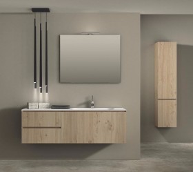 Corian® design basin with oak wood vanity unit - 3 Drawers