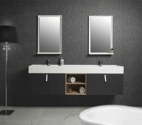 Sussex Corian® design Double basin with Vanity Unit - 2 drawers and 2 recesses