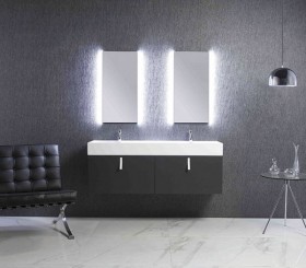 Sussex Corian® Double basin with Vanity Unit - 2 drawers