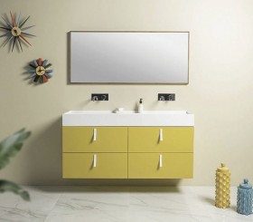 Sussex Corian® design Double basin with Vanity Unit - 4 drawers