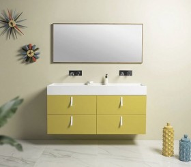Sussex Corian® design Double basin with Vanity Unit - 4 drawers