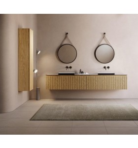 3D Freestanding cabinet with washbasin on worktop - 1/2 drawers aligned | 3001555