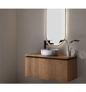 3D Oak Effect Wall-Hung Furniture + Marble Effect Porcelain basin
