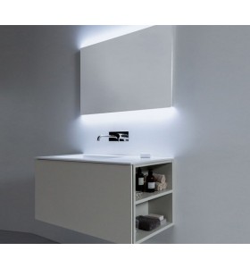 Cardyff Corian® design basin with vanity unit - 1 drawer and 2 recesses