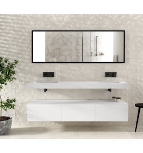 Corian® design double basin with cabinet - 3 drawers