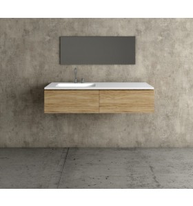 Corian® design basin with oak wood vanity unit - 2 Drawers Aligned