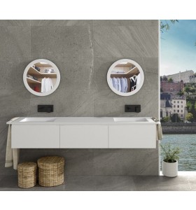 Corian® design double basin with vanity unit - 3 drawers