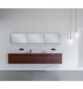 Edimburgo Corian® design double basin with oak wood vanity unit - 3 Drawers