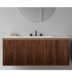 Suspended furniture in natural oak with 3D effect + Corian® basin
