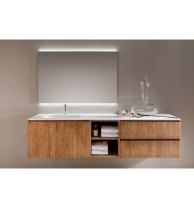 Oxford Corian® design basin with oak wood vanity unit - 2 Drawers, 2 Shelves,1 Door