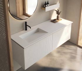 Corian® design basin with 3D vanity unit - 2 drawers aligned | 3001550