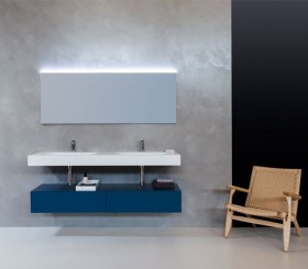 Glasgow Corian® design double basin with Cabinet - 2 drawers