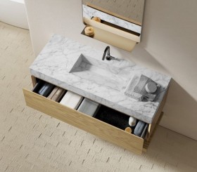 Wood Vanity Unit with Hi-Macs® Basin | 1 Drawer | 3001561