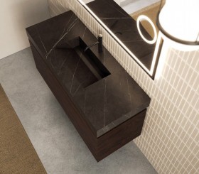 Wood Vanity Unit with Hi-Macs® Basin | 2 Drawers | 3001562