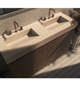 3D Freestanding cabinet with Hi-Macs® worktop - 2 drawers aligned | 3001553