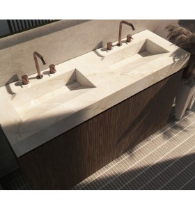 3D Freestanding cabinet with Hi-Macs® worktop - 2 drawers aligned | 3001554 