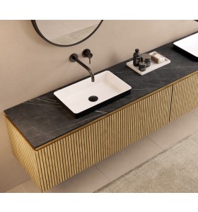 3D Freestanding cabinet with washbasin on worktop - 1/2 drawers aligned | 3001555