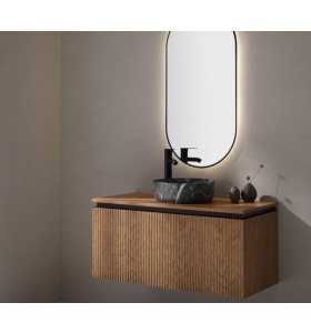 3D Oak Effect Wall-Hung Furniture + Marble Effect Porcelain basin