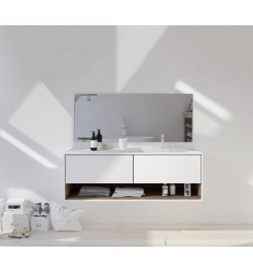 Corian® design basin with vanity unit - 2 drawers and shelf