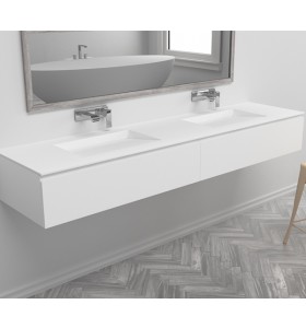 Corian® design double basin with vanity unit - 2 drawers