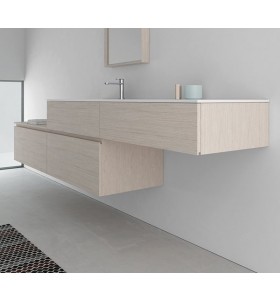 Dublin Corian® design basin with oak wood cabinet - 4 Drawers