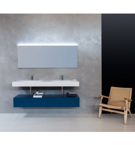 Glasgow Corian® design double basin with Cabinet - 2 drawers