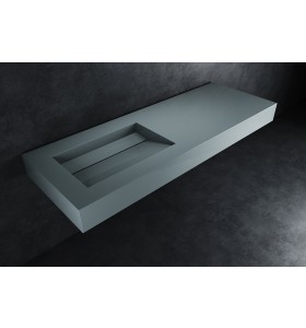 London Hi-Macs® Wall-Hung Washbasin | Concrete Grey