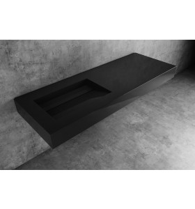 London Hi-Macs® Wall-Hung Washbasin | Intense Ultra Black