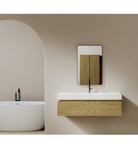 Wall-hung oak bathroom furniture with 1 drawer + Corian® countertop